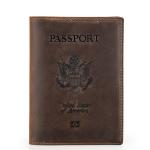 Custom Logo Genuine Leather Slim Travel Passport Holder Wallet Minimalist Rfid Travel Document Organizer Wallet Leather