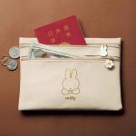 Kawaii Miffy Double-Zipper Document Pouch Faux Fur Organizer Dual Compartments for School/Travel Stationery Diary Small Items​