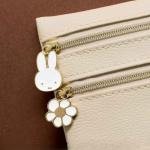 Kawaii Miffy Double-Zipper Document Pouch Faux Fur Organizer Dual Compartments for School/Travel Stationery Diary Small Items​