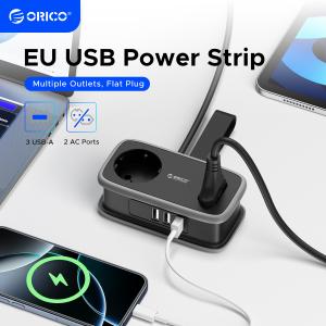 ORICO EU Plug Electrical Power Strip 2 AC Outlets 2 USB 1.1M Extension Cord  Ports 15.5W Fast Charging Universal Travel Adapter