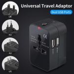 Dual USB Ports Universal Travel Adapter UK to EU Plug Adapter Wall Charger AC Power Converter World for USA EU UK AUS