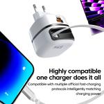 Elough 65W USB Type C Phone Charger Universal Travel Adapter Retractable Fast Charging USB C Cable For iPhone 16 Samsung Laptop