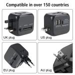 Universal All-in-One Wall Travel Charger Adapter with 2 USB And 1 Type C - Includes US EU UK AU Plugs for International Travel