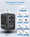 LENCENT 65W GaN Universal Travel Adapter with 2 USB  3 Type C Fast Charging All-in-one Travel Charger EU/UK/USA/AUS for Travel