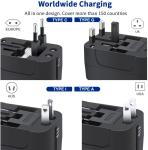 1pc Travel Adapter with 2 USB Charging Ports, Dual USB Charger, World All In One Universal Travel Adapter, Wall Charger