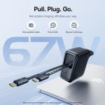 Baseus 67W GaN Charger With Dual Retractable Cable Fast Charger for iPhone Xiaomi Samsung Travel Charger Universal Phone Charger