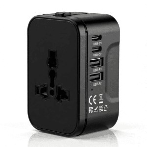 5-In-1 Travel Charger,World All In One Universal Travel Adapter, Two Type C +Two USB FAST Charging Ports For Travel, Home