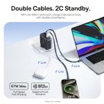 Baseus 67W GaN Charger With Dual Retractable Cable Fast Charger for iPhone Xiaomi Samsung Travel Charger Universal Phone Charger