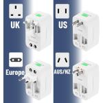 Universal Adapter for Travel, Compact International Power Adapter for USA, EU, UK, Australia, and India Outlets