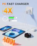 EU/UK/US/AU Wall Plug Multi-Port USB-C/USB-A Mobile Phone Charger, 40W Dual PD Fast Charging Block Adapter for iPhone, Xiaomi