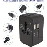 Universal Travel Adapter with Dual USB Port UK to EU Plug Adaptor Wall Charger AC Power Converter World for USA EU UK AUS