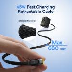 【NEW】Baseus 6-IN-1 GaN Phone Charger Universal Travel Adapter 45W/70W Retractable Cable 2AC Socket EU/UK/US Plug USB Charger