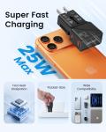 LENCENT Universal Travel Adapter With1 USB QC 3.0 Port and 1 PD 25W Type C Fast Charger Power Adapter for US EU UK AUS Travel