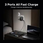 UGREEN 65W Universal Travel Adapter 2 USB-C 1 USB-A AC Socket GaN Charger Certified CE FCC UKCA TÜV For EU US UK Grounded Plug