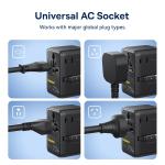 Baseus 70W GaN Charger Universal Travel Adapter EU/UK/USA/AUS Built in 70W Retractable Cable 2AC 2 USB-A Type-C Fast Charging