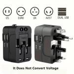 All in One Universal International Travel Adapter with 2 USB Ports 1 Type C AC Power Charger Converter for US UK EU AU