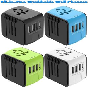 Universal Travel Adapter 100V-250V AC AC Power Plug Adapter 3 USB and 1 Type C Ports for for USA EU UK AU Cell Phone Laptop
