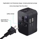 All in One Universal International Travel Adapter with 2 USB Ports 1 Type C AC Power Charger Converter for US UK EU AU
