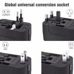 All in One Universal International Travel Adapter with 2 USB Ports 1 Type C AC Power Charger Converter for US UK EU AU