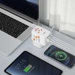 TESSAN 65W GaN Travel Adapter Universal Socket with 2 USB 3 Type C Fast Charging Internaitonal Power Adapter EU/UK/USA/AUS Plug