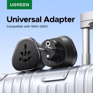 UGREEN Universal Travel Adapter Multi-Country Power Adapter EU/US/UK Plug Converter Compatible with EU US UK KR RU Outlets