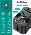 5-In-1 Travel Charger,World All In One Universal Travel Adapter, Two PD20W +Two QC3.0 FAST Charging Ports For Travel, Home