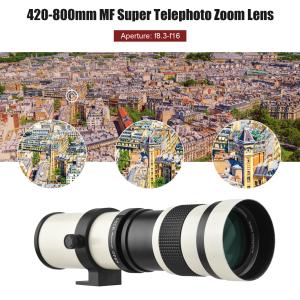 Camera MF Super Telephoto Zoom Lens F/8.3-16 420-800mm T Mount with Adapter Ring Universal 1/4 Thread Replacement for Canon