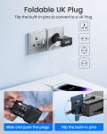 LENCENT Universal Travel Adapter With1 USB QC 3.0 Port and 1 PD 25W Type C Fast Charger Power Adapter for US EU UK AUS Travel