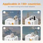 TESSAN 65W GaN Universal Travel Adapter with Extra 2 Prong AC Outlet 2 USB 3 Type C International Plug Adapter for US EU UK AUS