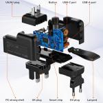 LDNIO GaN 65W Fast Charger Type C Universal Travel Adapter With US EU UK AUS Plug All-in-One Portable USB Charger For Travel