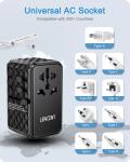LENCENT 100W GaN Universal Travel Adapter with 2 USB-A+2 Type C Support PD3.0, QC4 Fast Charging EU/UK/USA/AUS Plug for Travel