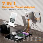 TESSAN 65W GaN Universal Travel Adapter with Extra 2 Prong AC Outlet 2 USB 3 Type C International Plug Adapter for US EU UK AUS
