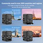 MeeGoo GaN Universal Travel Adapter Worldwide With 2 Type-C 2USB Ports 1AC 2500W Outlet Fast Charging Socket Adapter EU/US/JP/AU