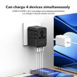 MeeGoo GaN Universal Travel Adapter Worldwide With 2 Type-C 2USB Ports 1AC 2500W Outlet Fast Charging Socket Adapter EU/US/JP/AU