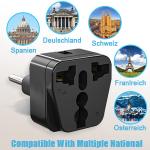 3pcs Universal Travel Adapters, European Travel Plug US UK AU to EU Plug Converter Socket Universal Plug to 2 Pin 4 mm for Home