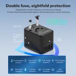 MeeGoo GaN Universal Travel Adapter Worldwide With 2 Type-C 2USB Ports 1AC 2500W Outlet Fast Charging Socket Adapter EU/US/JP/AU