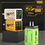 240W 6 Port Multi-Function USB Charger Fast Charging Wall Adapter for iPhone 17 Samsung POCO Xiaomi EU/US/UK Plug Quick Charger