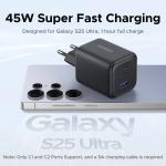 【EU Plug】UGREEN 45W/30W/25W/20W GaN Charger PD3.0 PPS QC3.0 USB C Fast Charger For iPhone 17 16 15 ProMax Samsung S25 iPad Air