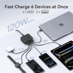 Baseus 120W Desktop Charger Laptop Fast Charger 6 in 1 Charger For iPhone 17 16 15 14 Pro Max Samsung iPad Quick Charger GaN