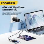 Essager 67W GaN USB-C Charger PD 3.0 QC 3.0 Fast Charge for iPhone 16 15 Pro Max Xiaomi Samsung Huawei Mate 70  Laptops Chargers