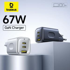 Baseus 67W GaN Charger Mini USB C Fast Charger Quick Charging Phone Charger For iPhone 17 16 Portable Travel Charger For Laptops