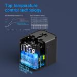 GaN 20W International Power Adapter,2 USB-C & 2 USB-A Fast Charging Travel Charger,Outlet Adapter Travel for Europe EU UK USA AU