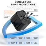 GaN 20W International Power Adapter,2 USB-C & 2 USB-A Fast Charging Travel Charger,Outlet Adapter Travel for Europe EU UK USA AU