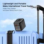 GaN 20W International Power Adapter,2 USB-C & 2 USB-A Fast Charging Travel Charger,Outlet Adapter Travel for Europe EU UK USA AU