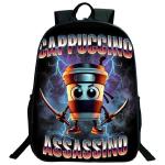 Funny Italian Brainrot Printed Backpack for Boys Girls Cappuccino Assassino Schoolbag Kids Bookbag Italian Brainrot Bags Mochila