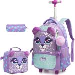 Rolling Backpack for Girls Kids Backpack with Wheels Backpack for Elementary Students Carry on Luggage Bookbag with Roller