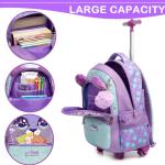 Rolling Backpack for Girls Kids Backpack with Wheels Backpack for Elementary Students Carry on Luggage Bookbag with Roller