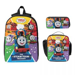 T-thomas And Friends Kids Backpack Lunch Box Pen Bags for Boys Girls Backpacks Large Capacity School bag Bookbag Set