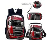 SCANIA Game Anime Children School Backpack Kids pencil bags stationery box laptop mochila children Gifts Three-Piece
