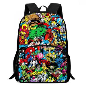 Marvel Child School Backpack with Front Pocket,Cartoon Marvel School Bags for Boys Girls,Durable Kids Backpack for Pupil Student
